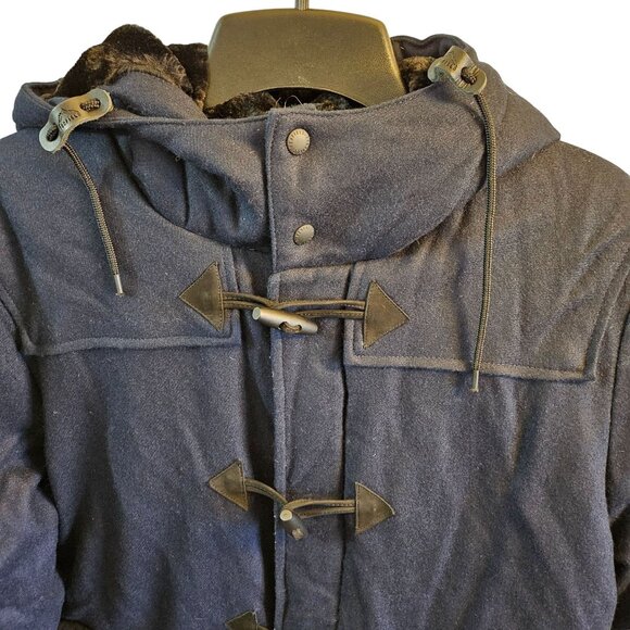 Mens Penfield Wool Blend Toggle Duffle Coat With Hood Navy Blue Size XL - Picture 2 of 9